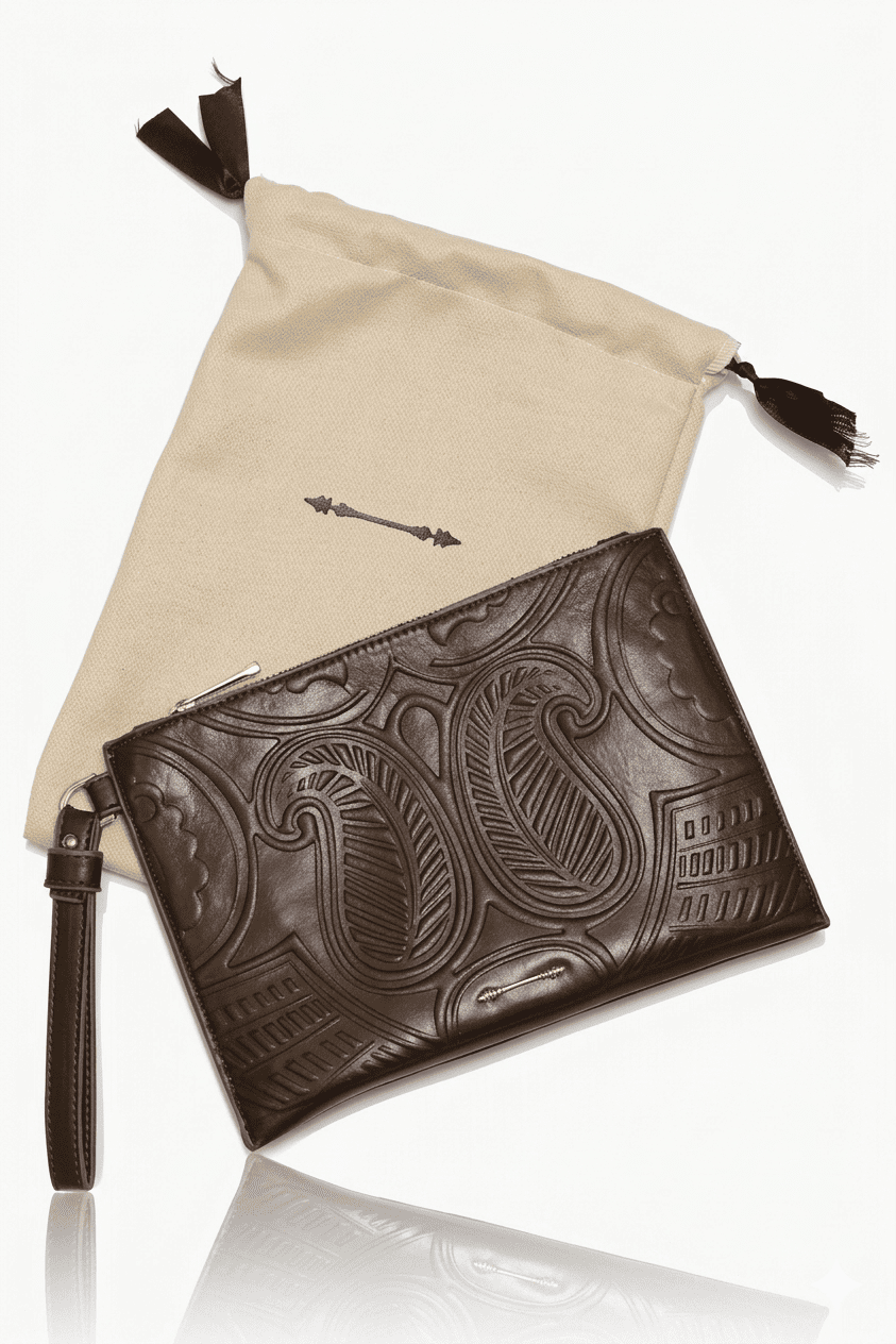 PREMIUM BROWN OKHTEIN CLUTCH