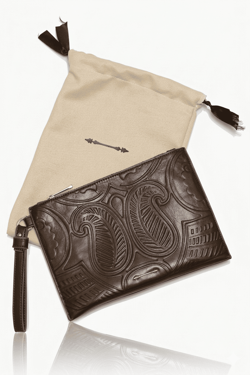 PREMIUM BROWN OKHTEIN CLUTCH